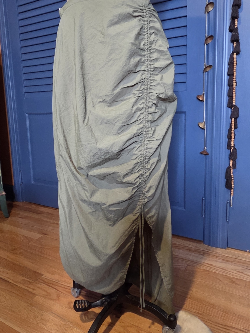 PRETTYLITTLETHING Khaki Ruched Cargo Parachute Maxi Skirt US 10